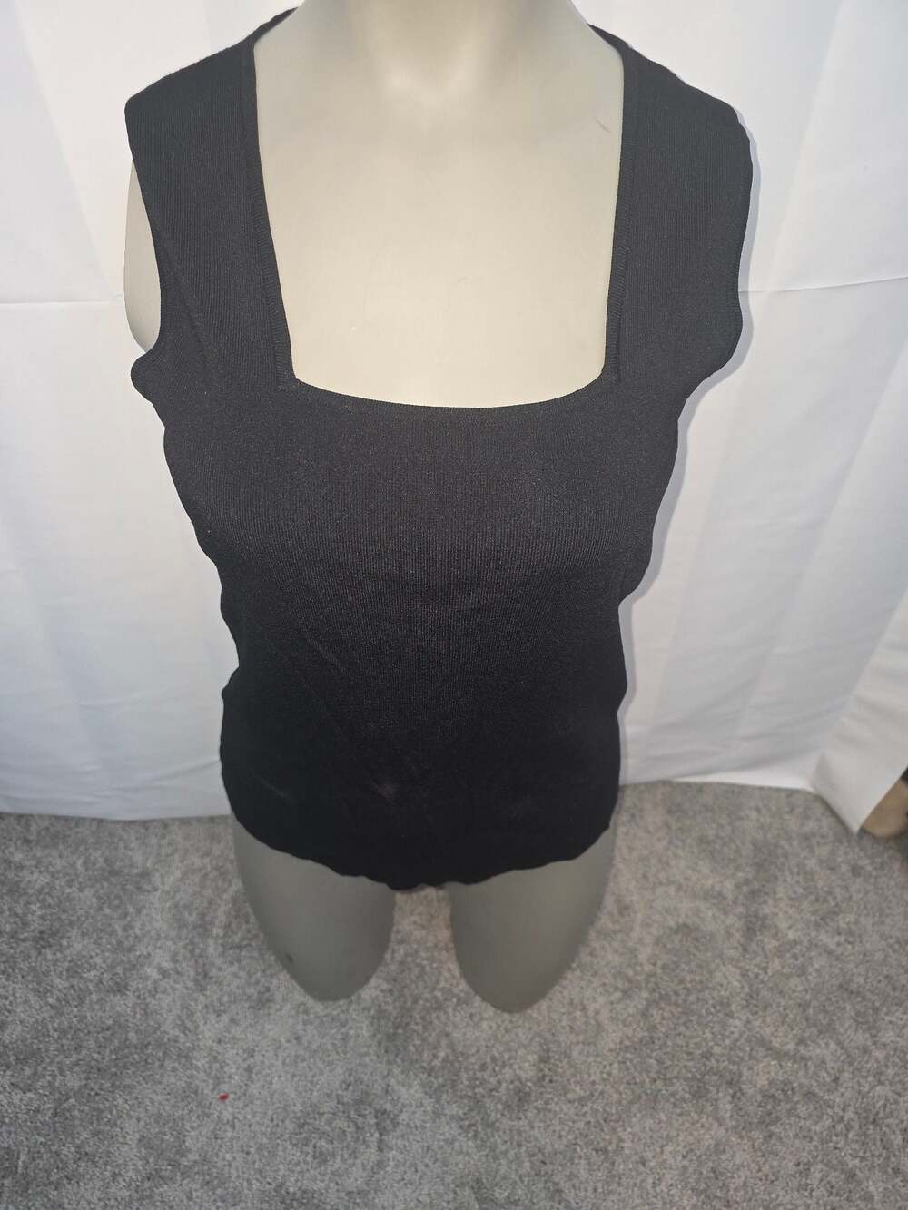 Harve Benard Black Square Neck Ribbed Tank Top Size L